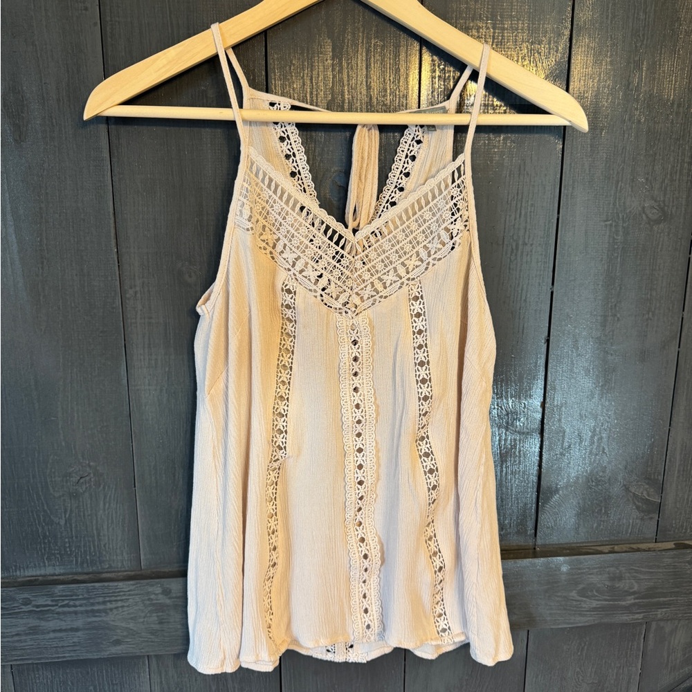 Cream Embellished Sheer Camisole with Pleated Details Charlotte Russe Women’s XS